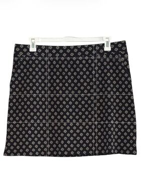 Croft & Barrow Black Geometric Print Skort Built In Shorts Side Pockets Size XL